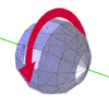A sphere on its side, spinning on its Y axis